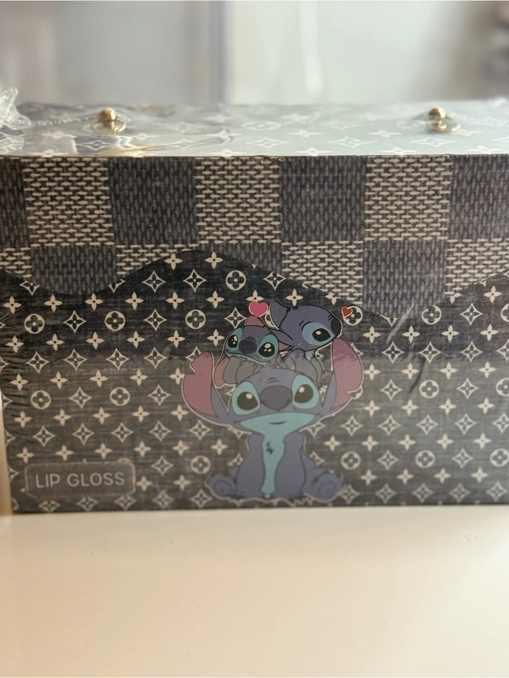 YLLEJS PRETTY Lip Gloss Box with Stitch Design - Blue & Gray